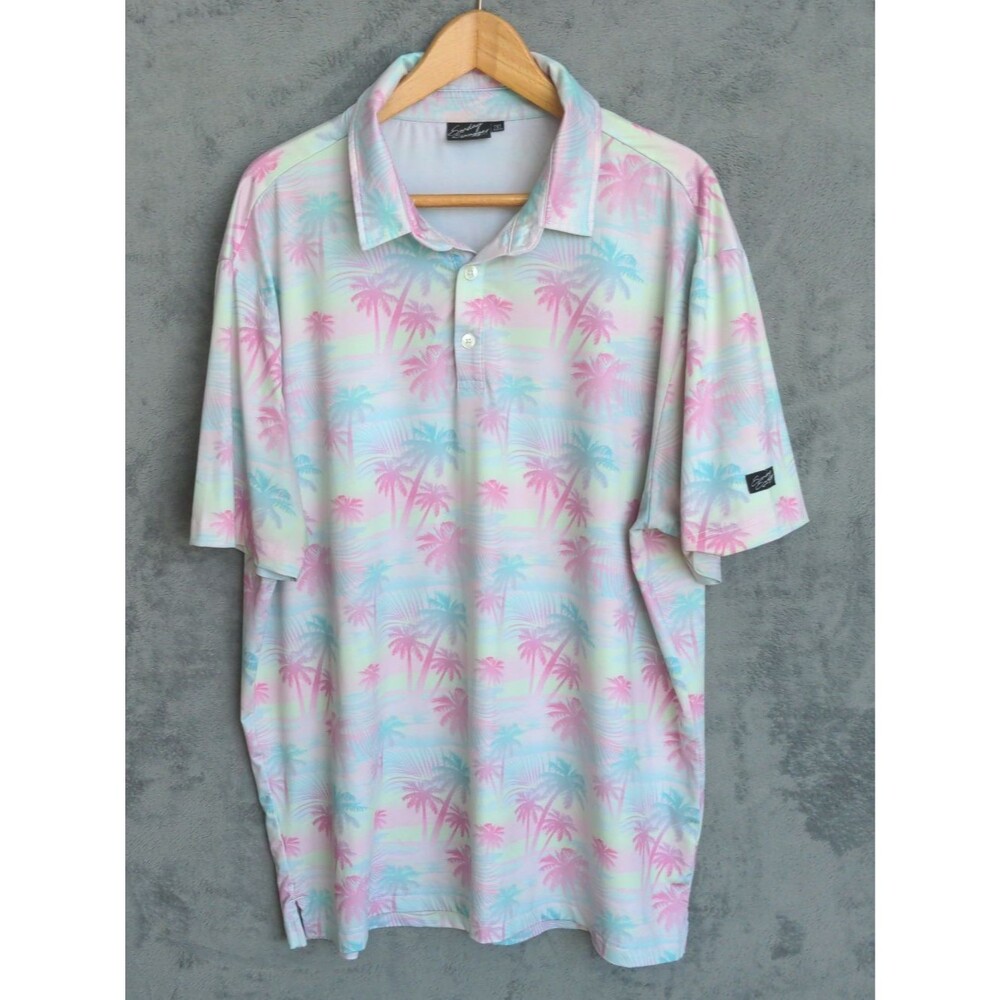 Sunday Swagger Polo Shirt Men's 2XL XXL Multi Palm All Over Print Golf Stretch